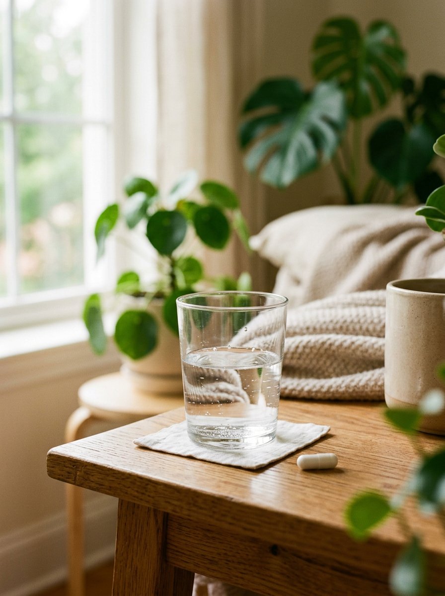 1C-01 capsule with glass of water